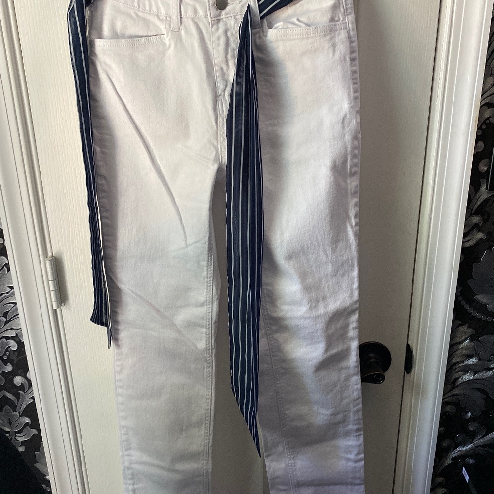 White denim with wrap belt